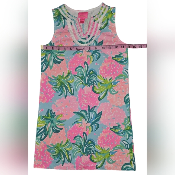 Lilly Pulitzer Girls Mini Harper Dress Blue Ibiza Pineapple Size Large 8-10 - Picture 7 of 13